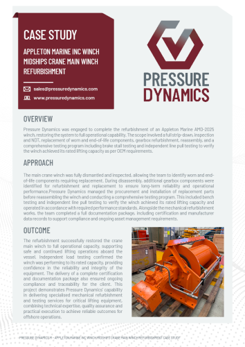 APPLETON MARINE INC WINCH Midships Crane Main Winch Refurbishment ...